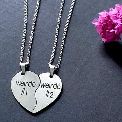 enhong BFF Necklace for 2,Teen Girls & Boys Gifts Stainless Steel Heart Friendship Necklace Set
