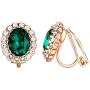 Yoursfs Necklaces and Clip On Earrings for Women 18K Gold Plated Oval Halo Austrain Crystal Pendant Non-Pierced Clip Earrings Prom Jewelry Set