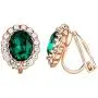 Yoursfs Necklaces and Clip On Earrings for Women 18K Gold Plated Oval Halo Austrain Crystal Pendant Non-Pierced Clip Earrings Prom Jewelry Set