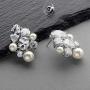 Mariell Handmade Bridal and Wedding Earrings with Cubic Zirconia and Ivory Pearl, Jewelry for Brides