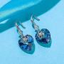 Swarovski Crystal Hollow Heart Drop Dangle Earrings for Women Fashion 14K Gold Plated Hypoallergenic Jewelry