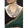 Saissa Oxidised Metal Silver Plated Multi-strand Coins Necklace Indian Jewelry for Women