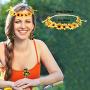 RUIZHEN 8 Pieces Sunflower Pendant Necklace Dangle Earrings Sunflower Hair Clip Sunflower Boho Headband Wreath Jewelry Accessories for Women Girls
