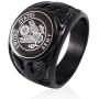 JAJAFOOK Vintage Titanium Steel US Military Army Ring Eagle Medal Rings for Men, Silver/Gold/Black