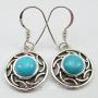 SilverStarJewel Turquoise December Birthstone Earrings 3 cm Solid Sterling Silver Art Gift