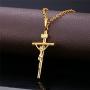 U7 Boys Girls Crucifix Cross Necklace Platinum/Stainless/18K Gold Plated Polished/Vintage/CZ/St Benedict Medal Cross Crucifix Pendant with Chain