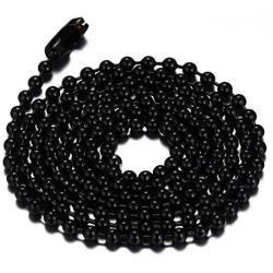 SINLEO Titanium Stainless Steel Small Beads Ball Chain Necklace for Men Women 18-38 Inches Silver Black Gold