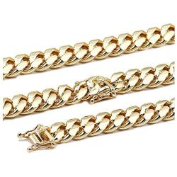 24K Gold Cuban Link Chain Necklace for Men Women Real 14MM 14K Karat Diamond Cut Heavy w Solid Thick Plated Clasp US Made