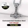 Richsteel Thors Hammer Pendant Mjolnir Necklace for Men Women 316 Stainless Steel/18K Gold Plated/Black Viking Nordic Jewelry(with Gift Box)