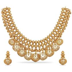 Tarinika Falak Antique Gold-Plated Indian Jewelry Set with Necklace and Earrings