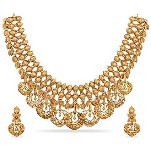 Tarinika Falak Antique Gold-Plated Indian Jewelry Set with Necklace and Earrings