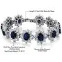 Gem Stone King 27.00 Carat Oval and Round Royal Blue Simulated Sapphire CZ Tennis Bracelet 7 Inch with Security Clasp