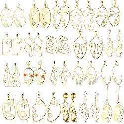 20 Pair Human Face Abstract Design Earrings Face Hand Earrings Hollow Hand Shaped Geometric Earrings