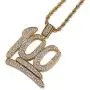 JINAO Hip Hop Iced Out CZ 100 Pendant Necklace with 24'' Stainless Steel Rope Chain for Men