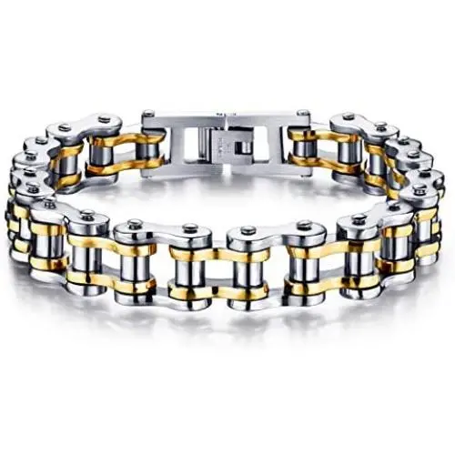 JUPPE Stainless Steel Bicycle Chain Mens Bracelet Heavy Motorcycle Bangle Jewelry For Men JUPPE Stainless Steel Bicycle Chain Mens Bracelet Heavy Motorcycle Bangle Jewelry For Men