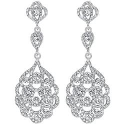 mecresh Wedding Teardrop Dangle Crystal Rhinestone Chandelier Earrings for Brides/Birthday/Party/Dinner Gift
