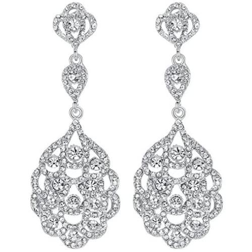mecresh Wedding Teardrop Dangle Crystal Rhinestone Chandelier Earrings for Brides/Birthday/Party/Dinner Gift