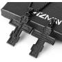 HZMAN Vintage Orthodox Cross Crucifix Stainless Steel Pendant Necklace 22+2 Inches Chain, Colour Silver Gold Black