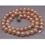 JYX 7-8mm Oval Natural White/Pink Freshwater Cultured Pearl Necklace 17''