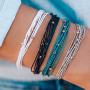 Pura Vida Rose Gold Malibu Beaded Bracelet - Silver Plated Charm, Adjustable Band