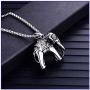 Fusamk Punk Titanium Steel Animal Elephant Pendant Necklace,24'' Box Chain