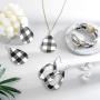 MTSCE 4 Pc Womens Glitter Jewelry Sets Plaid Print Leather Multi-Layer Bracelet Necklace Earrings Sets for Women Girls