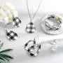 MTSCE 4 Pc Womens Glitter Jewelry Sets Plaid Print Leather Multi-Layer Bracelet Necklace Earrings Sets for Women Girls