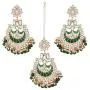Aheli Indian Ethnic Faux Kundan Beaded Red Enamel Maang Tikka Earrings Set Wedding Fashion Jewelry for Women Aheli Indian Ethnic Faux Kundan Beaded Red Enamel Maang Tikka Earrings Set Wedding Fashion Jewelry for Women
