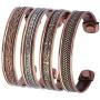 Art of Creation Handmade Tibetan Magnetic Pure Copper Bracelets Set of 4 | Adjustable Healing Therapy | Spiritual Yoga Jewelry | for Unisex India Pattern