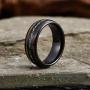 King Will 8mm Black Tungsten Carbide Wedding Band Acacia Mangium Opal Inlay Deisgn with Polished Edge
