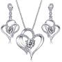 VAN RORSI&MO Jewelry Set - 14k White Gold Plated Heart Necklace and Earring Sets for Women 5A Cubic Zirconia Jewelry Sets for Women