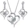 VAN RORSI&MO Jewelry Set - 14k White Gold Plated Heart Necklace and Earring Sets for Women 5A Cubic Zirconia Jewelry Sets for Women