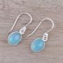 NOVICA Chalcedony .925 Sterling Silver Dangle Earrings, Luminous Sky Blue