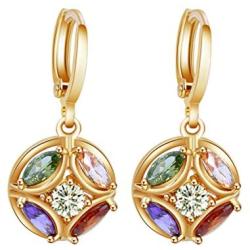 YAZILIND 18K Gold Plated Cubic Zirconia Hoop Huggies Earrings Ball Dangle Drop Earrings for Women