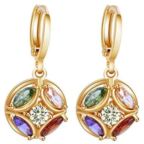 YAZILIND 18K Gold Plated Cubic Zirconia Hoop Huggies Earrings Ball Dangle Drop Earrings for Women