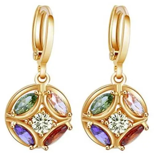 YAZILIND 18K Gold Plated Cubic Zirconia Hoop Huggies Earrings Ball Dangle Drop Earrings for Women YAZILIND 18K Gold Plated Cubic Zirconia Hoop Huggies Earrings Ball Dangle Drop Earrings for Women