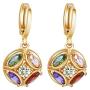 YAZILIND 18K Gold Plated Cubic Zirconia Hoop Huggies Earrings Ball Dangle Drop Earrings for Women