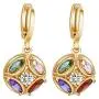 YAZILIND 18K Gold Plated Cubic Zirconia Hoop Huggies Earrings Ball Dangle Drop Earrings for Women YAZILIND 18K Gold Plated Cubic Zirconia Hoop Huggies Earrings Ball Dangle Drop Earrings for Women