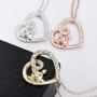 TUSHUO Delicate Cute Hollow Heart Lovely Pig Pendant Necklace Piggy Crystal Jewelry for Women Girls Birthday Valentines Day Gift