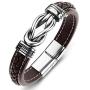 ZiMOJiE Genuine Leather Bracelet Stainless Steel Wristband for Men Boys Charm Cuff Bangle Personality Bracelets