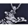 Alilang Golden Tone Rhinestone Black Enamel Stripe Tiger Pendant Necklace