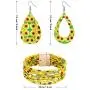 Hicarer 4 Pack Sunflower Print Jewelry Set Y-Shape Tassel Necklace Multilayer Bracelets and Dangle Earrings for Women Girls