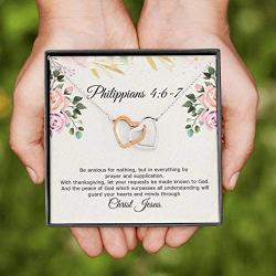 Molomon Meaningful Quote Bible Verse Gift, Philippians Jewelry, Be Anxious for Nothing Necklace Gift, Philippians 4:6-7, Encouraging Gift, Christian Gift, Gospel On Christmas, Anniversary