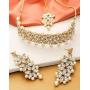 Aheli Faux Stone Studded Wedding Party Wear Bridal Choker Necklace with Maang Tikka Set Indian Traditional Fashion Jewelry for Women