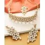 Aheli Faux Stone Studded Wedding Party Wear Bridal Choker Necklace with Maang Tikka Set Indian Traditional Fashion Jewelry for Women