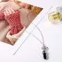 Fairyu Boho Crystal Gemstones Pendant Necklace Chain Chakra Necklaces Pentagram Pentacle Necklace Jewelry Healing Crystals Necklace for Women and Girls