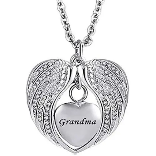 Roy Lopez Grandma Angel Wings Memorial Jewelry Urn Necklaces for Ashes Cremation Keepsake Roy Lopez Grandma Angel Wings Memorial Jewelry Urn Necklaces for Ashes Cremation Keepsake