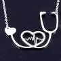SXNK7 Stainless Steel Nurse Doctor Medical Stethoscope Chain Bijoux Collier EKG Heartbeat Love You Necklaces SXNK7 Stainless Steel Nurse Doctor Medical Stethoscope Chain Bijoux Collier EKG Heartbeat Love You Necklaces