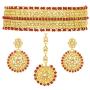 Aheli Indian Wedding Wear Polki Stone Beaded Choker Necklace with Maang Tikka Set Ethnic Fashion Jewelry for Women