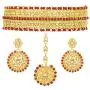 Aheli Indian Wedding Wear Polki Stone Beaded Choker Necklace with Maang Tikka Set Ethnic Fashion Jewelry for Women